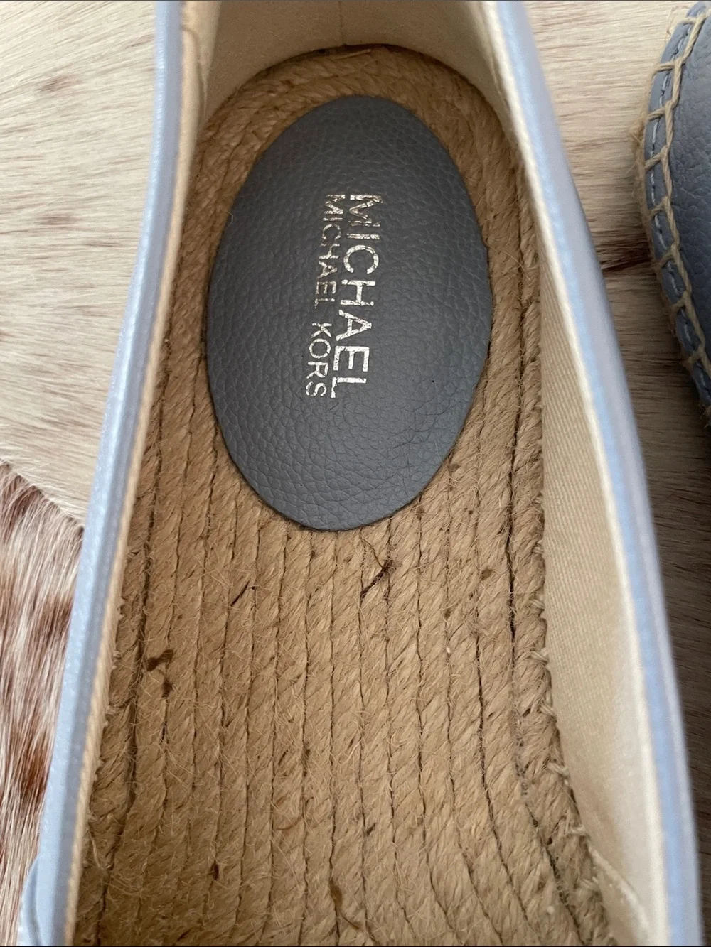Michael Kors Light Blue Leather Espadrille Flats with Jute Trim